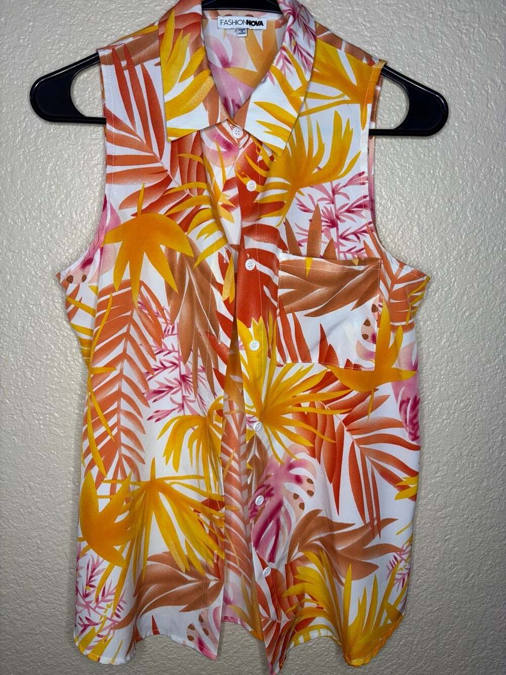 Fashion Nova Out In Miami Sleeveless Tropical Shirt